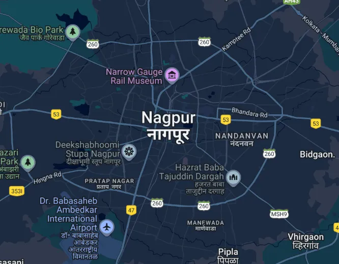 Map showing Nagpur location