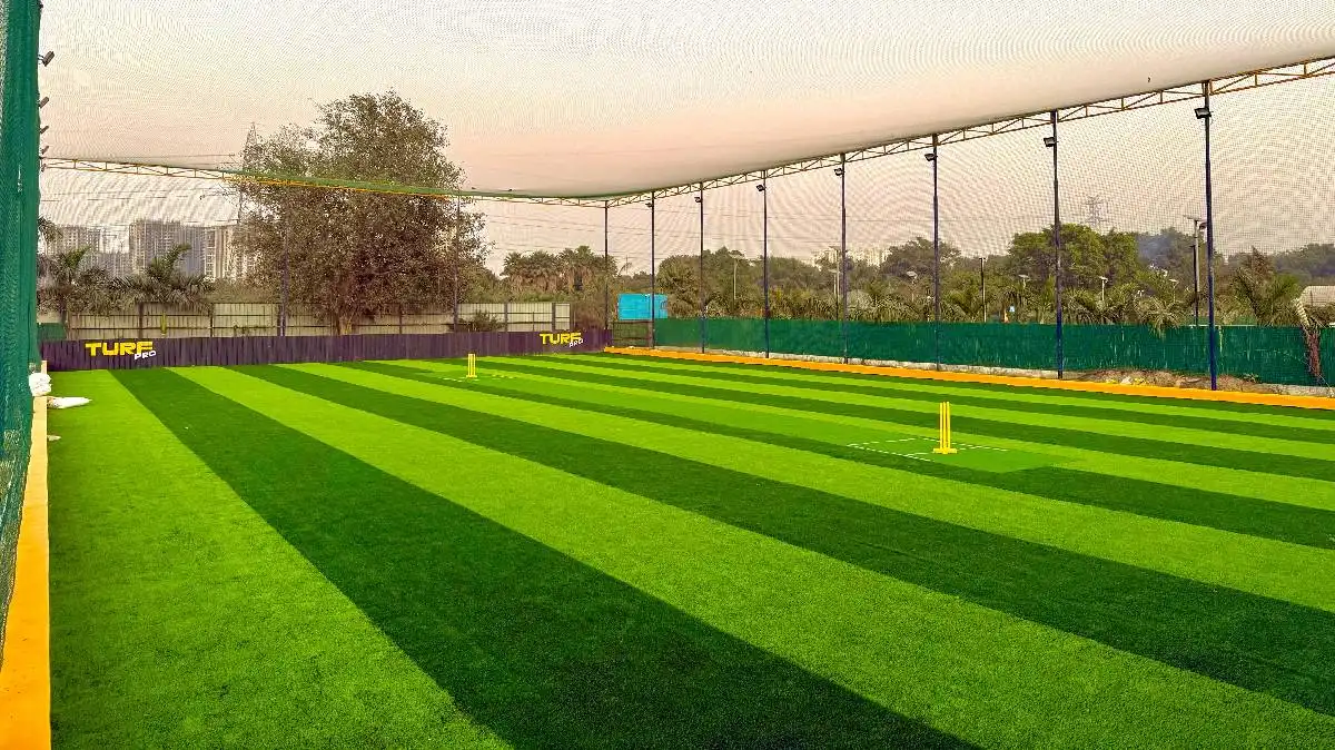Godrej Pune Kharadi covered cricket sports turf with floodlights and artificial grass