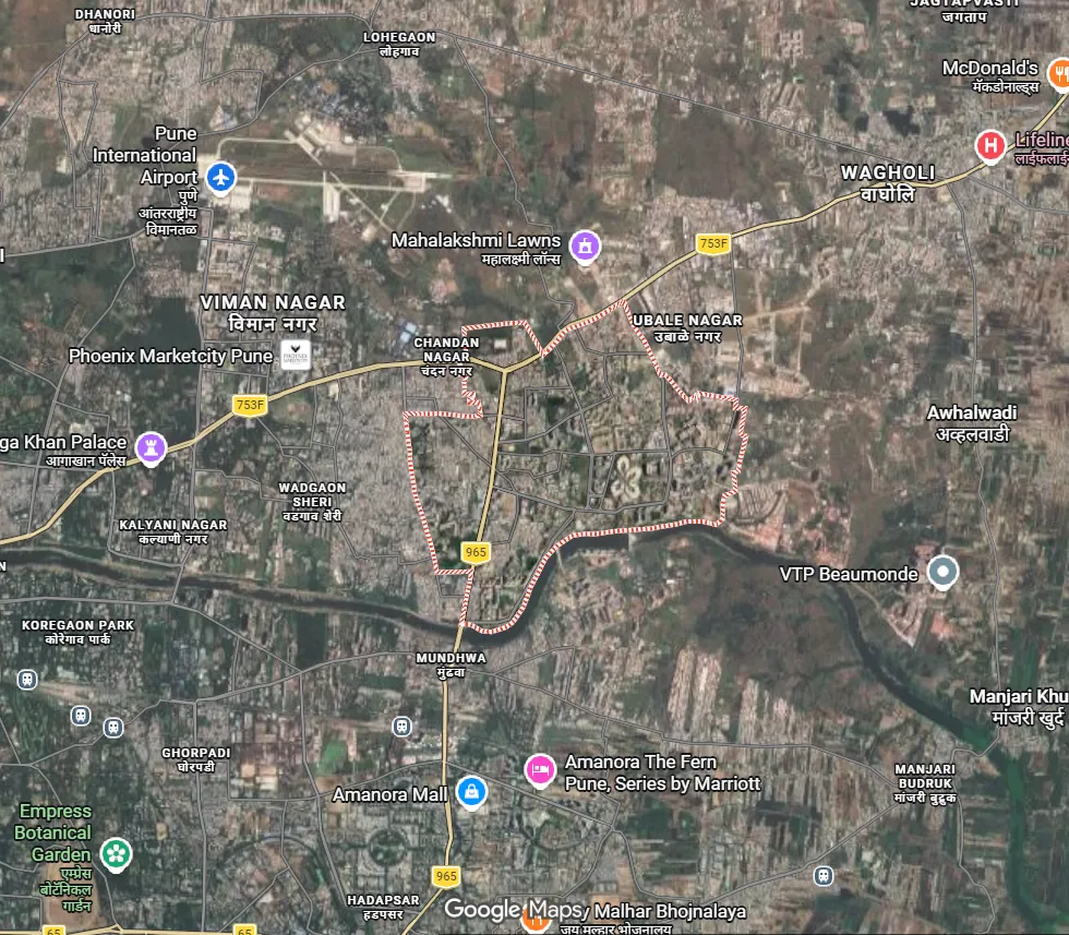 Map showing Kharadi Pune location